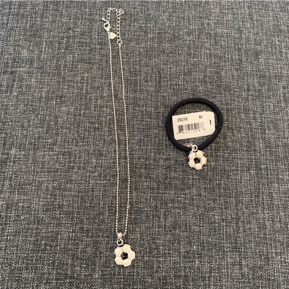 Cookie Lee Soccer Necklace and Scrunchie Set